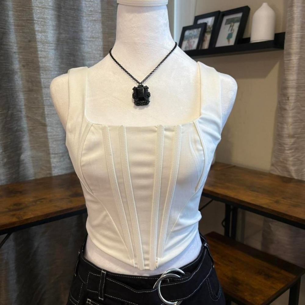 White corset coquette top